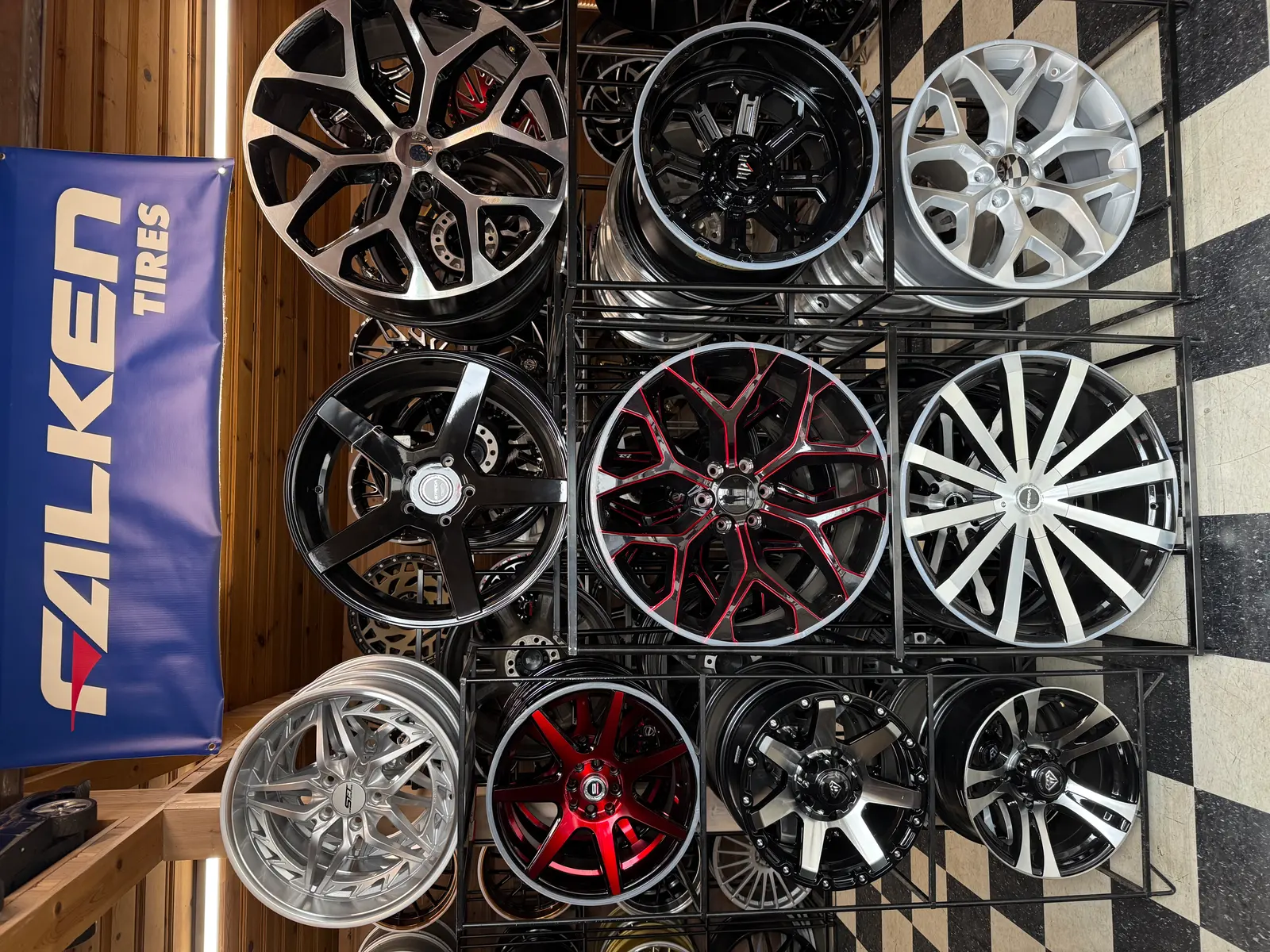wheel display wall inside MC Wheels and Tires